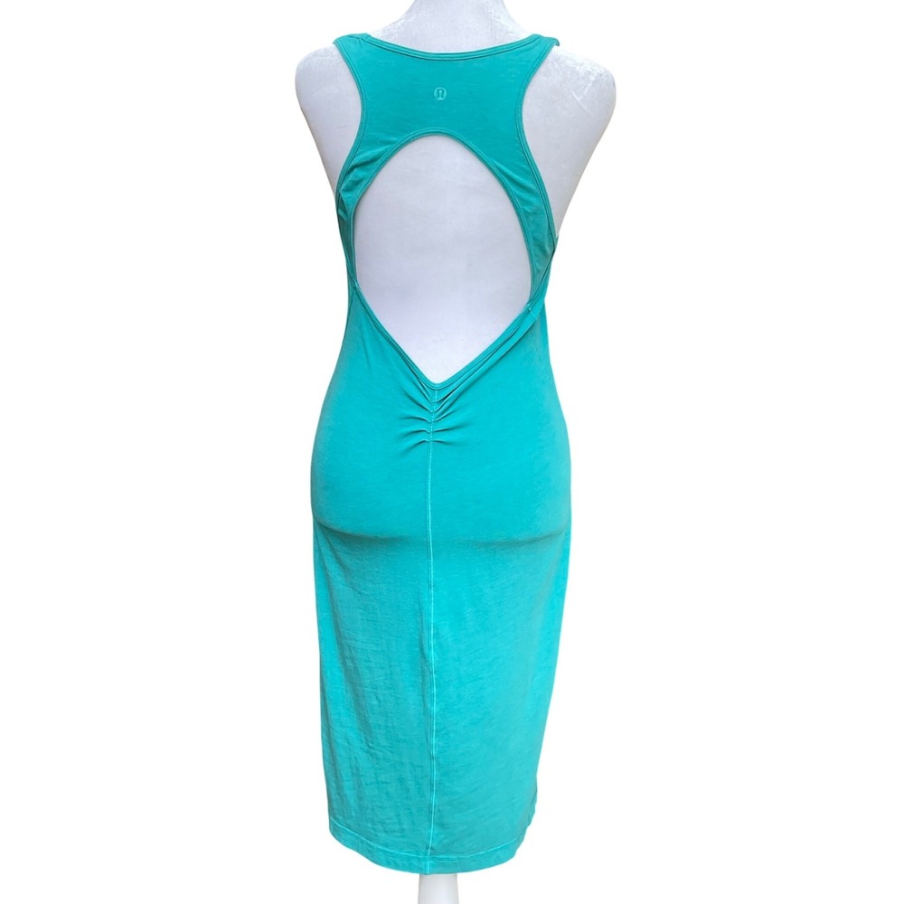 Lululemon Athletica Go for It Open back blue bodycon slip dress maxi